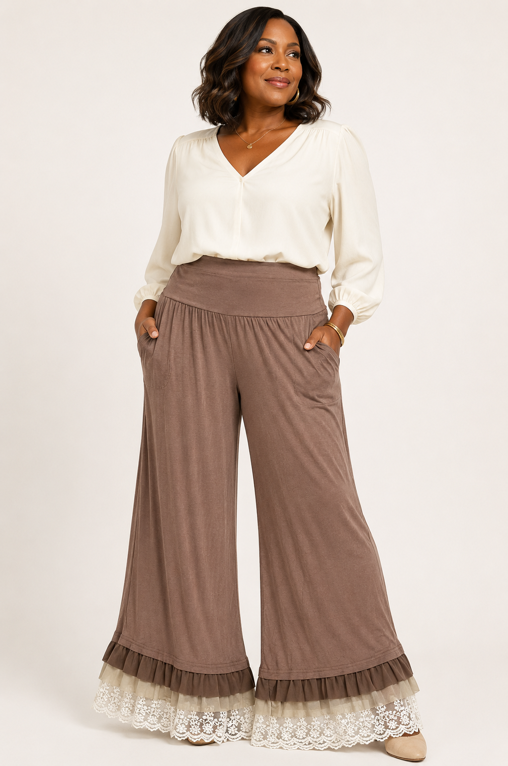 Cocoa Lace Palazzo Pants