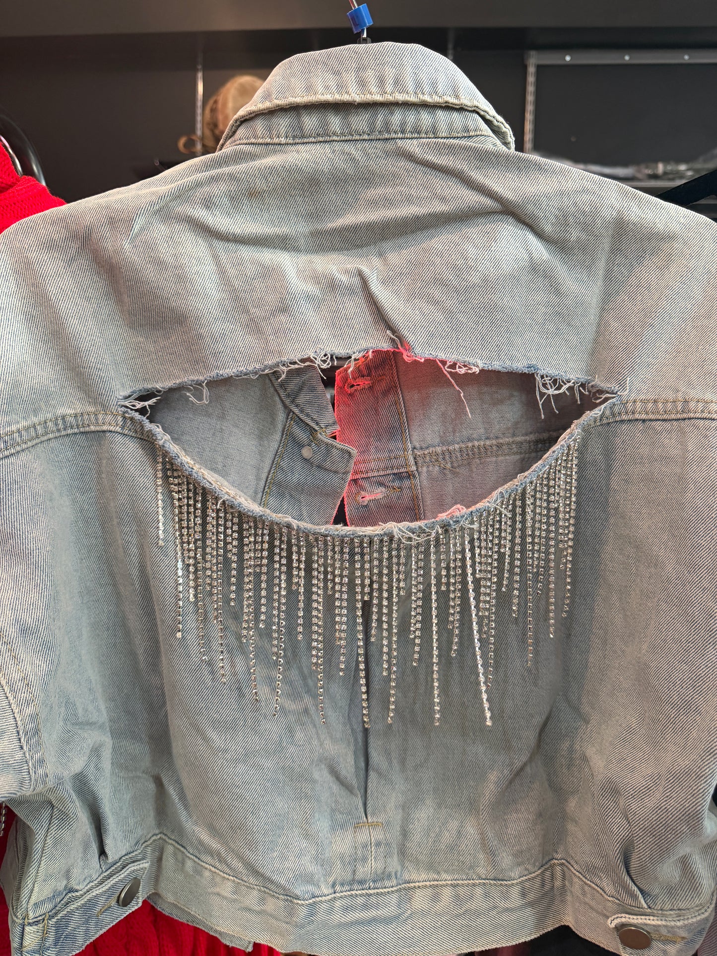 Denim Rhinestone Back Jacket