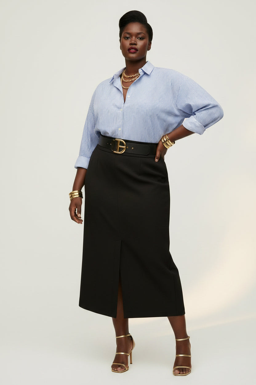 Button Up Distressed Blouse - House of FaSHUN by Shun Melson