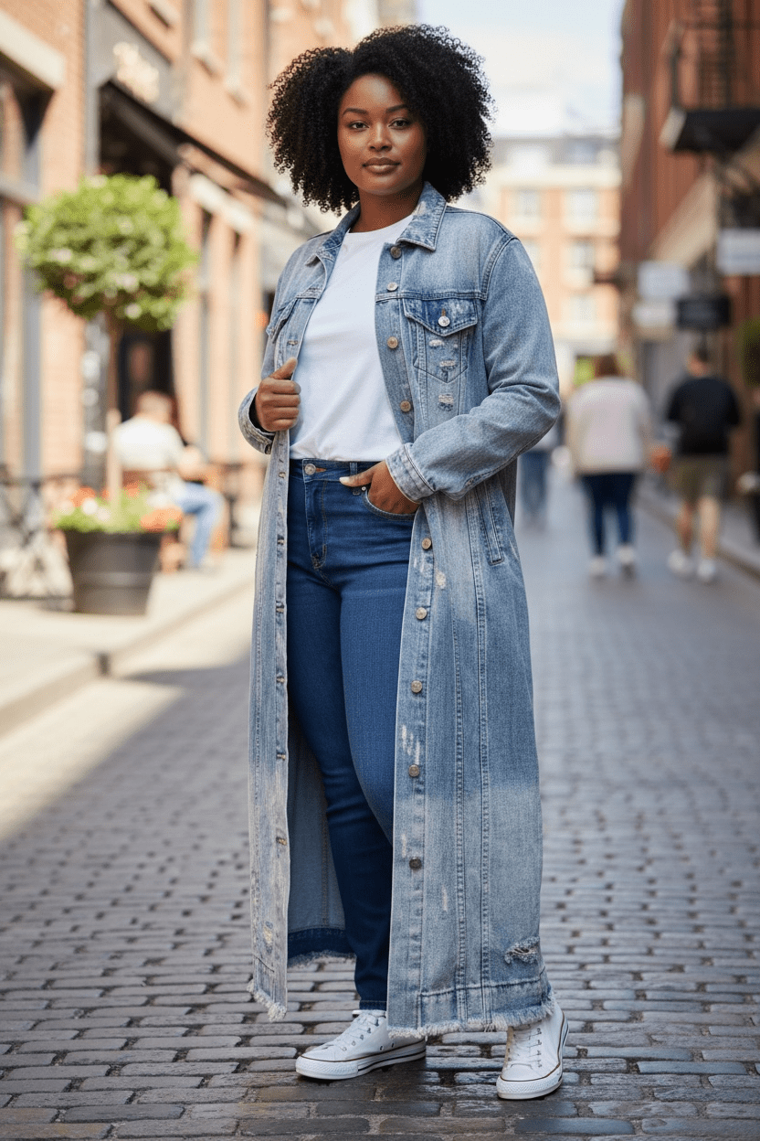 Denim Long Jacket - House of FaSHUN by Shun Melson