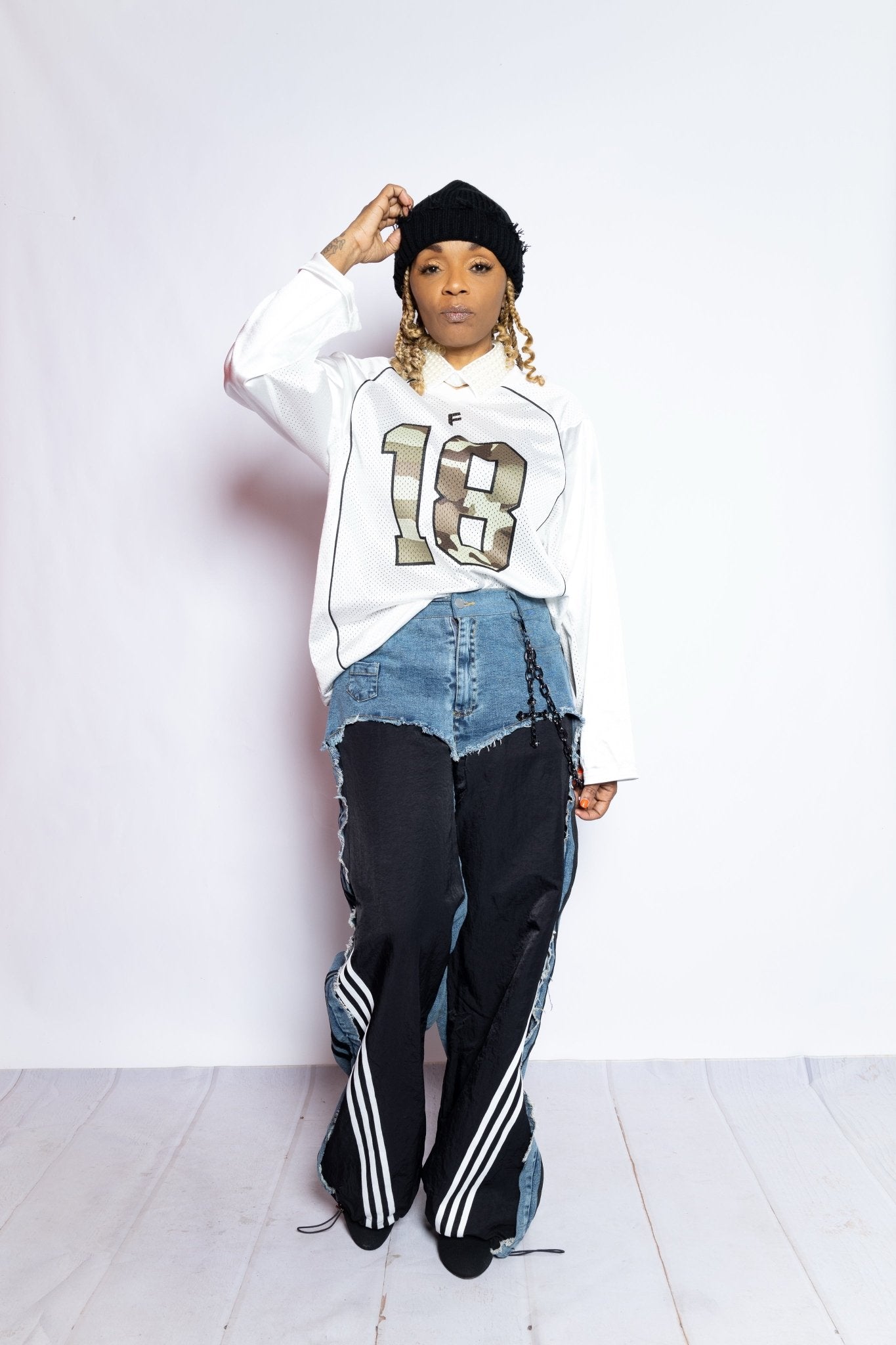 Denim Stripe Jogger - House of FaSHUN by Shun Melson