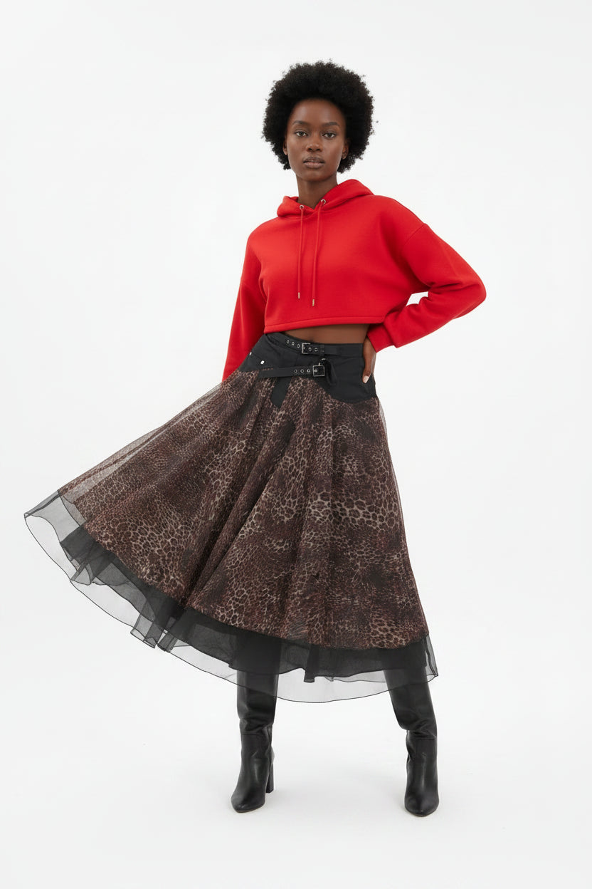 Leopard Denim Skirt - House of FaSHUN by Shun Melson