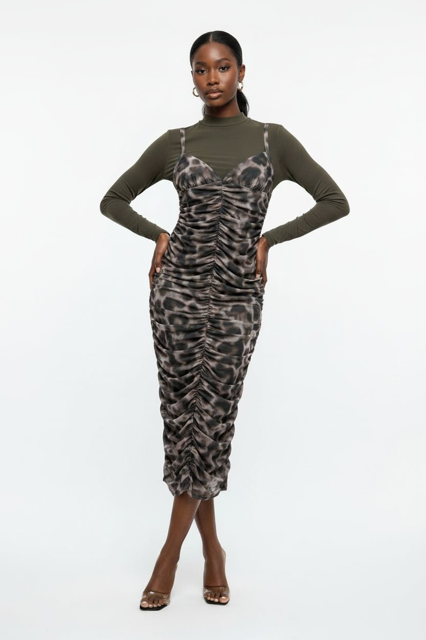 Leopard Long Sleeve Bodycon - House of FaSHUN by Shun Melson