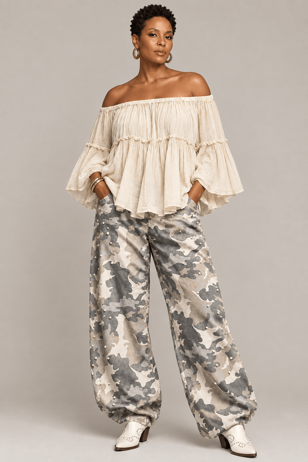 Light Camo Pearl Pant - House of FaSHUN by Shun Melson
