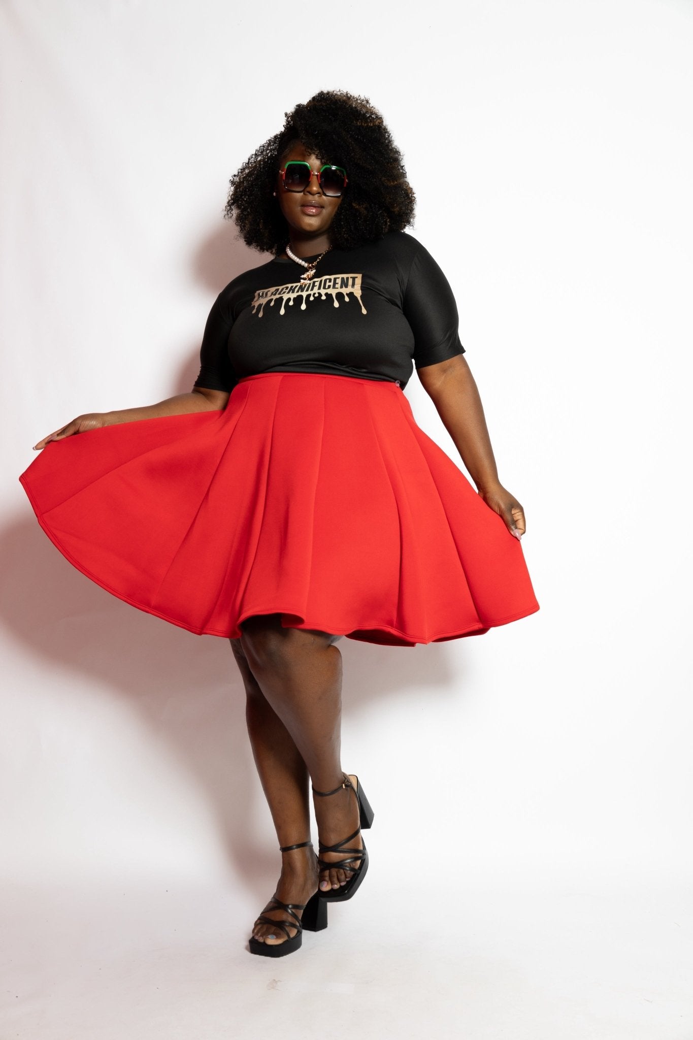 Red skater first skirt plus