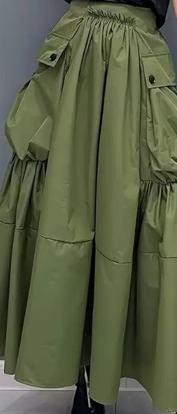 Olive Deep Pocket Skirt Preorder - House of FaSHUN by Shun Melson