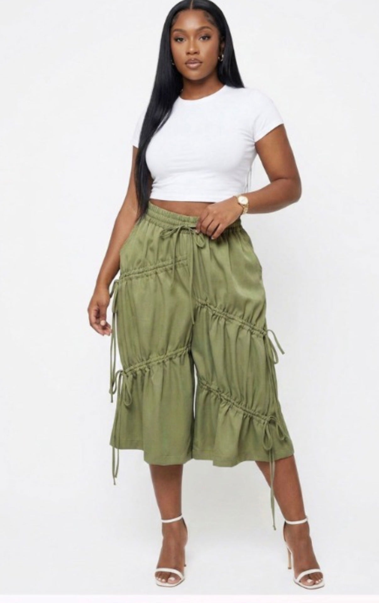 Olive String Shorts - House of FaSHUN by Shun Melson