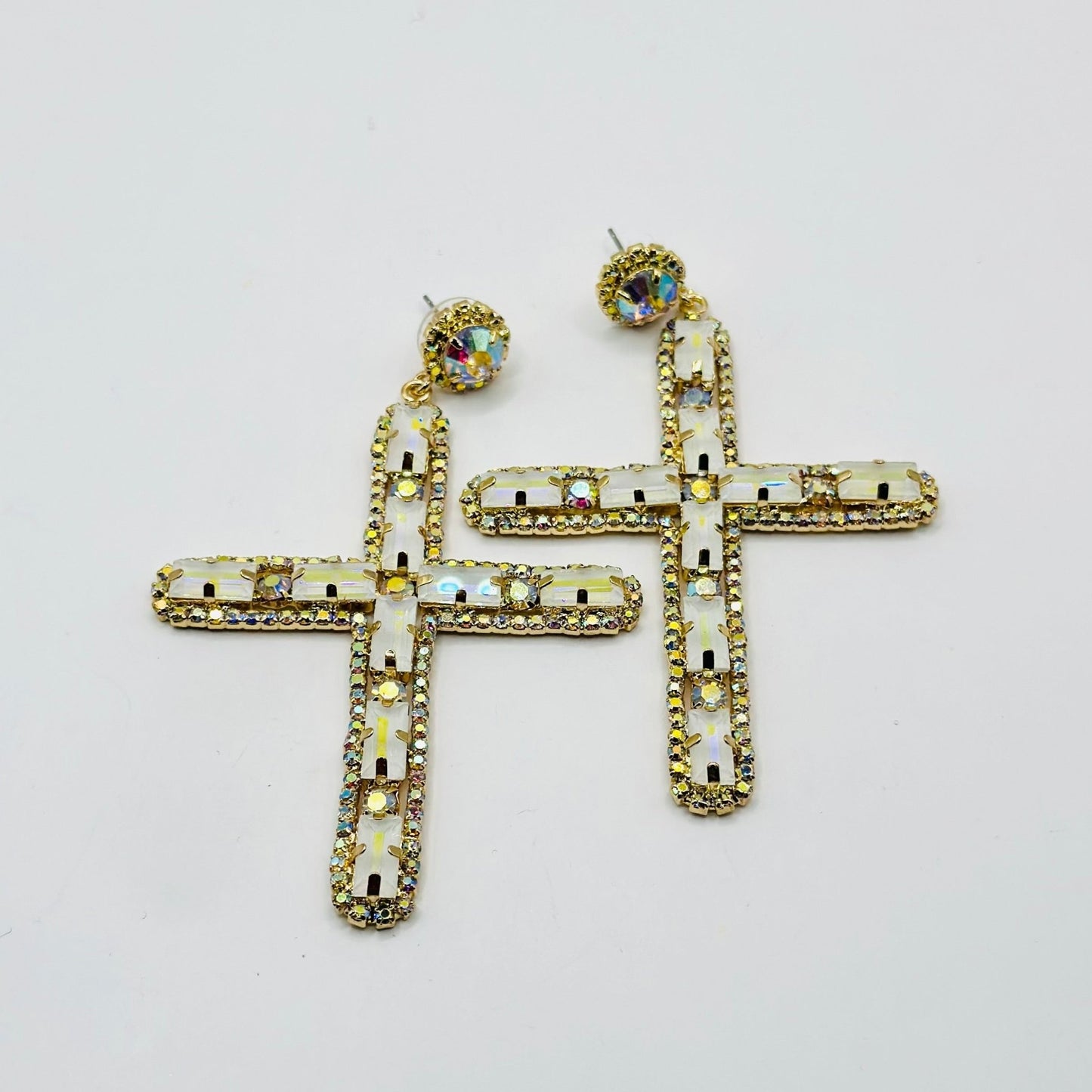 Rhinestone Cross Earrings - House of FaSHUN by Shun Melson