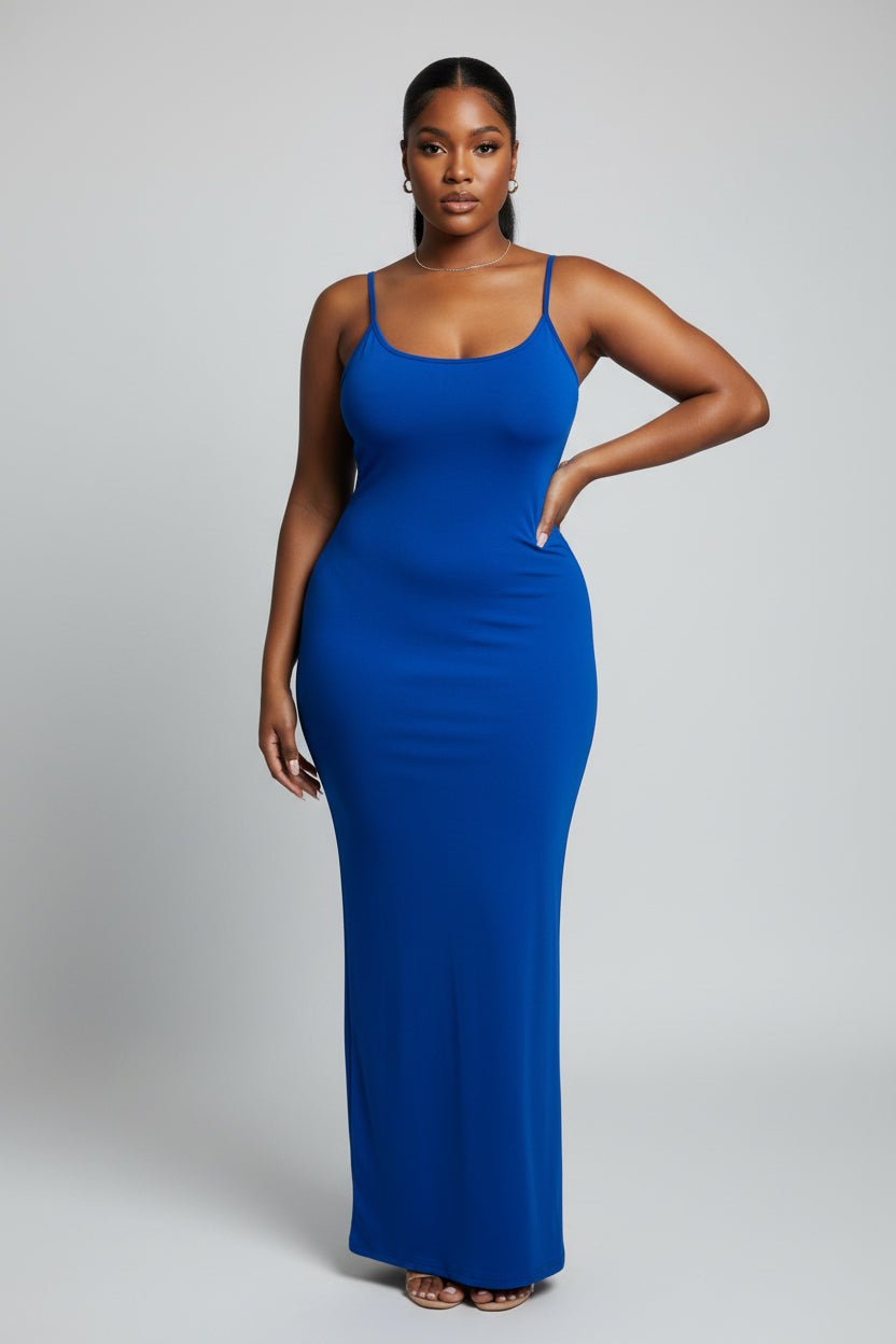 Simple Bodycon Dress with Back Split – Pink, Black & Royal Blue Royal Blue / 2XL