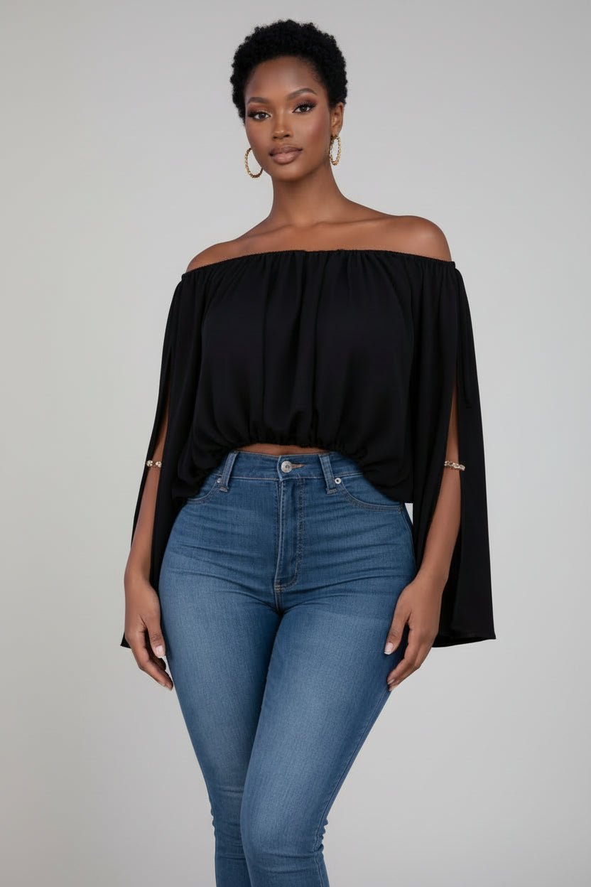 Split Sleeve Flowy Blouse - House of FaSHUN by Shun Melson