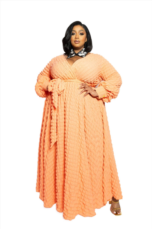 Women's Orange Sherbet Maxi Dress PLUS - House of FaSHUN by Shun Melson