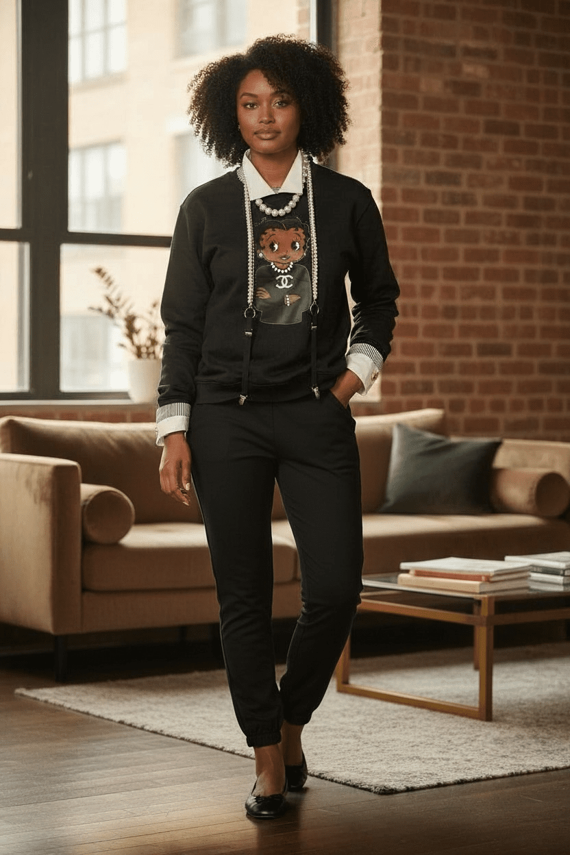 Women's Solid Black Joggers - House of FaSHUN by Shun Melson