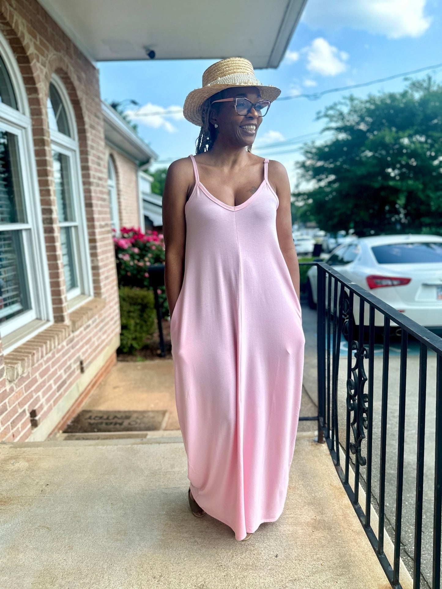 Women's Solid Light Pink Romper Dress - House of FaSHUN by Shun Melson