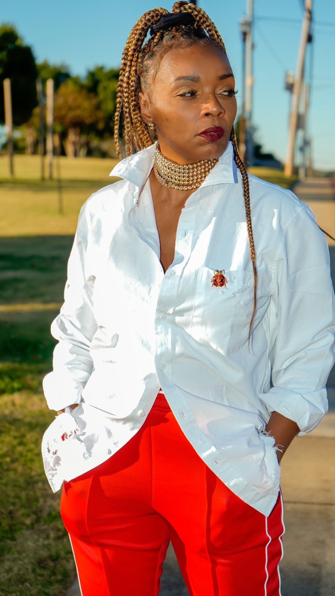 White Full Button Down/Distressed - House of FaSHUN by Shun Melson