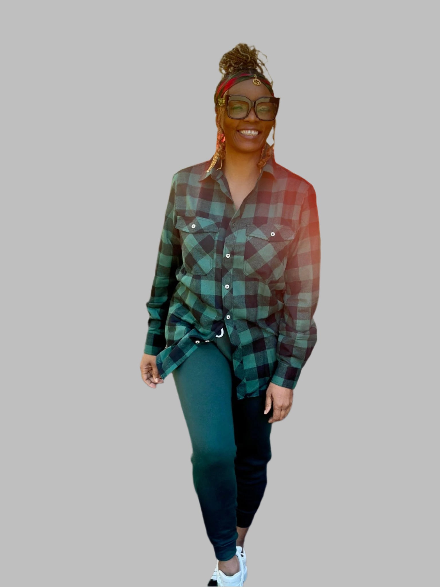Women's Buffalo Plaid Button Down Shirt - House of FaSHUN by Shun Melson