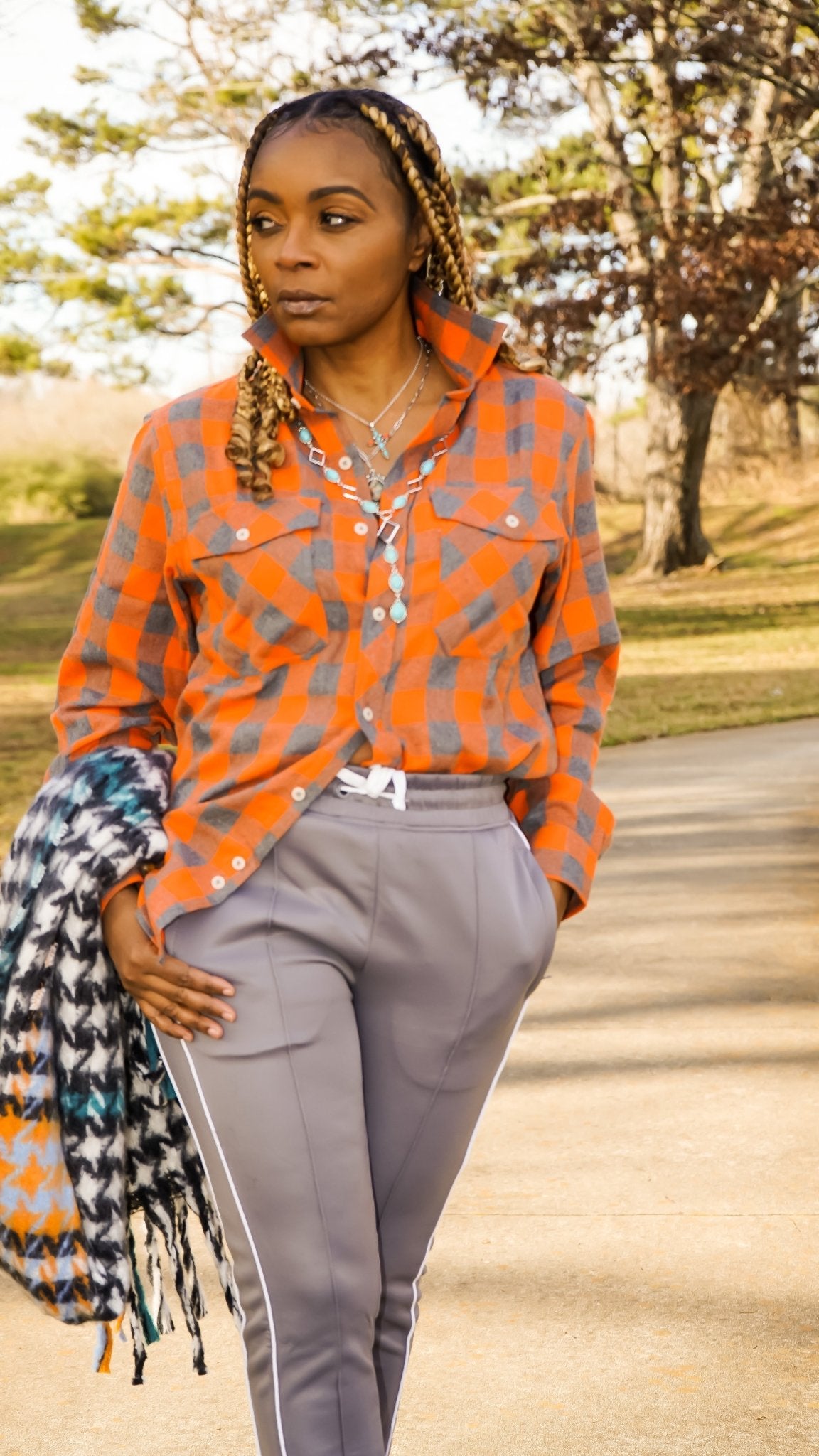 Women's Buffalo Plaid Button Down Shirt - House of FaSHUN by Shun Melson