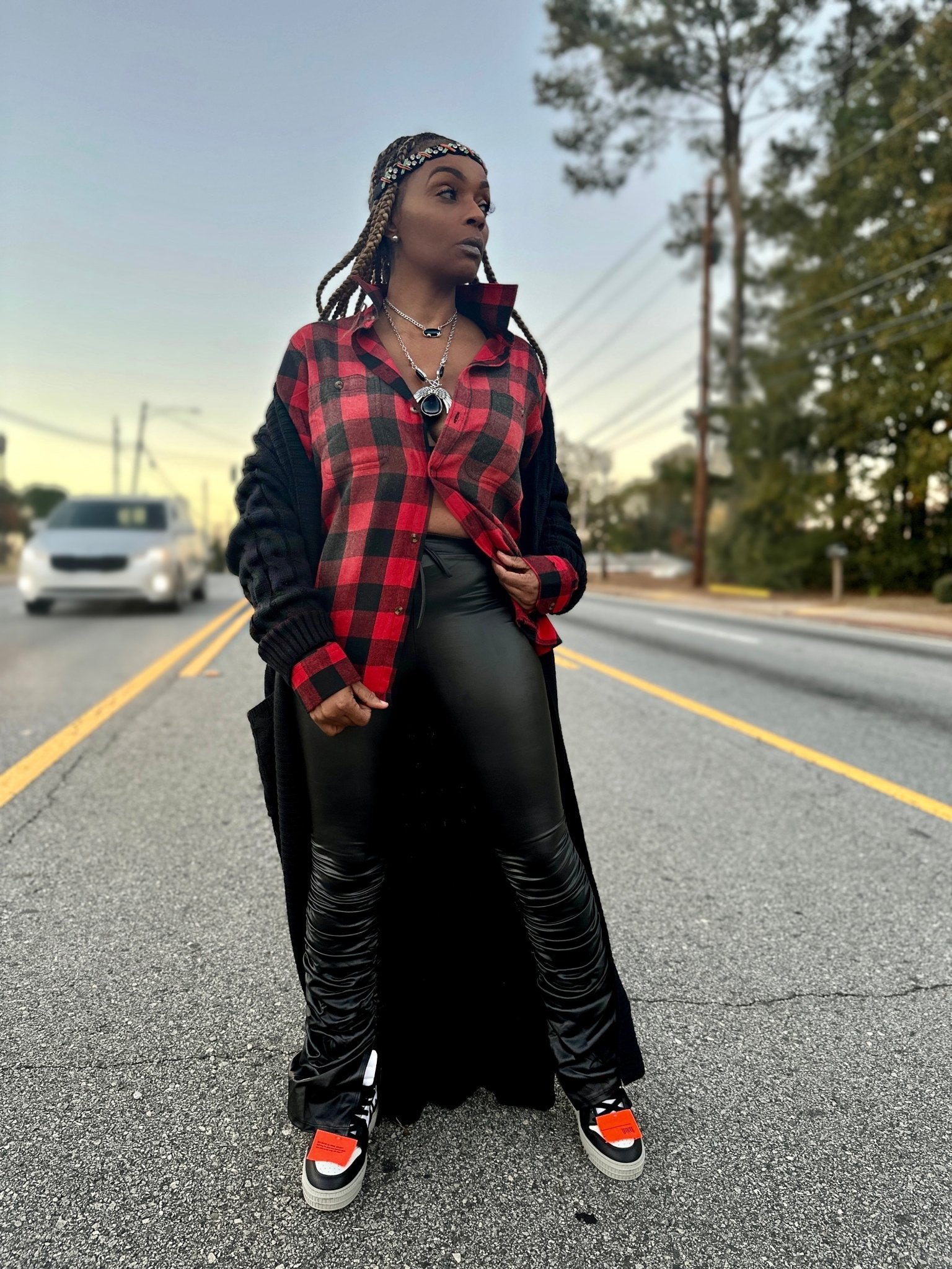 Women's Buffalo Plaid Button Down Shirt - House of FaSHUN by Shun Melson