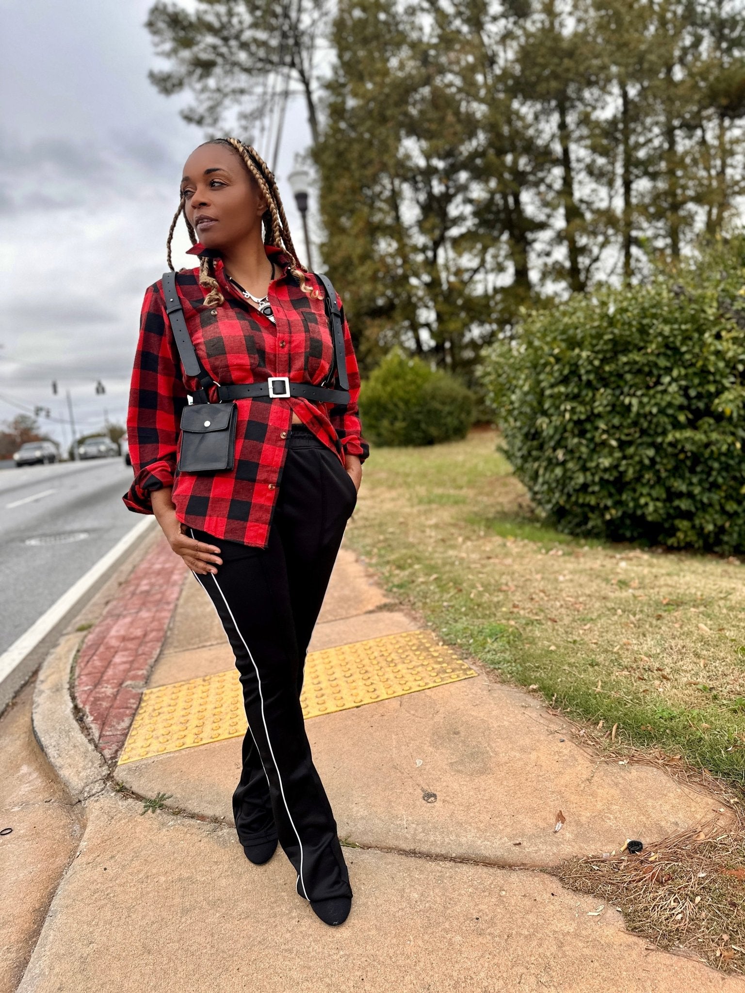Women's Buffalo Plaid Button Down Shirt - House of FaSHUN by Shun Melson