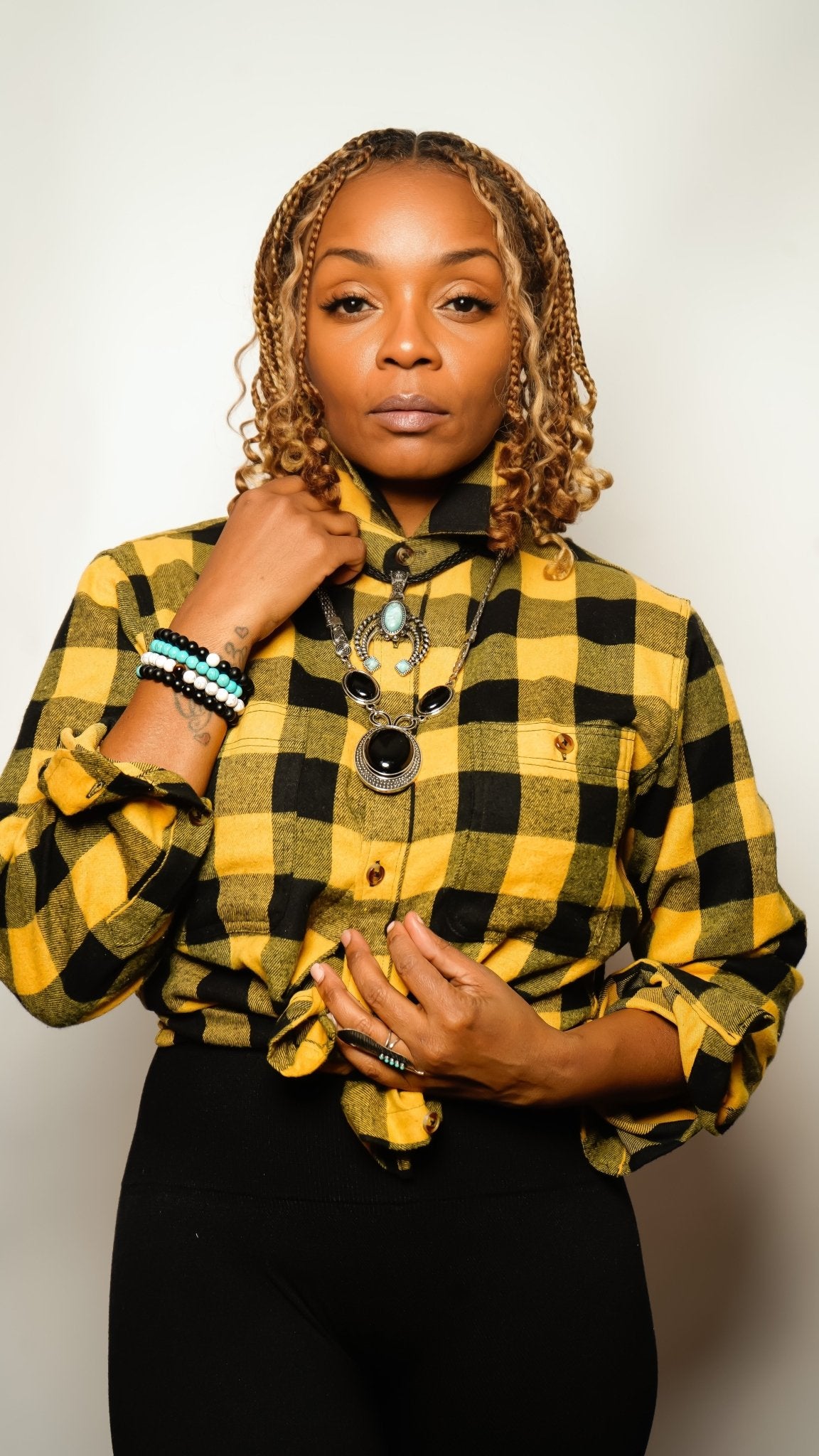 Women's Buffalo Plaid Button Down Shirt - House of FaSHUN by Shun Melson