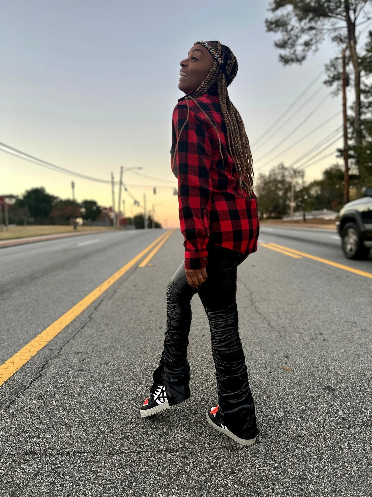Women's Buffalo Plaid Button Down Shirt - House of FaSHUN by Shun Melson