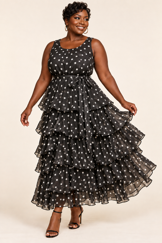 Polka Dot Tiered Ruffle Dress