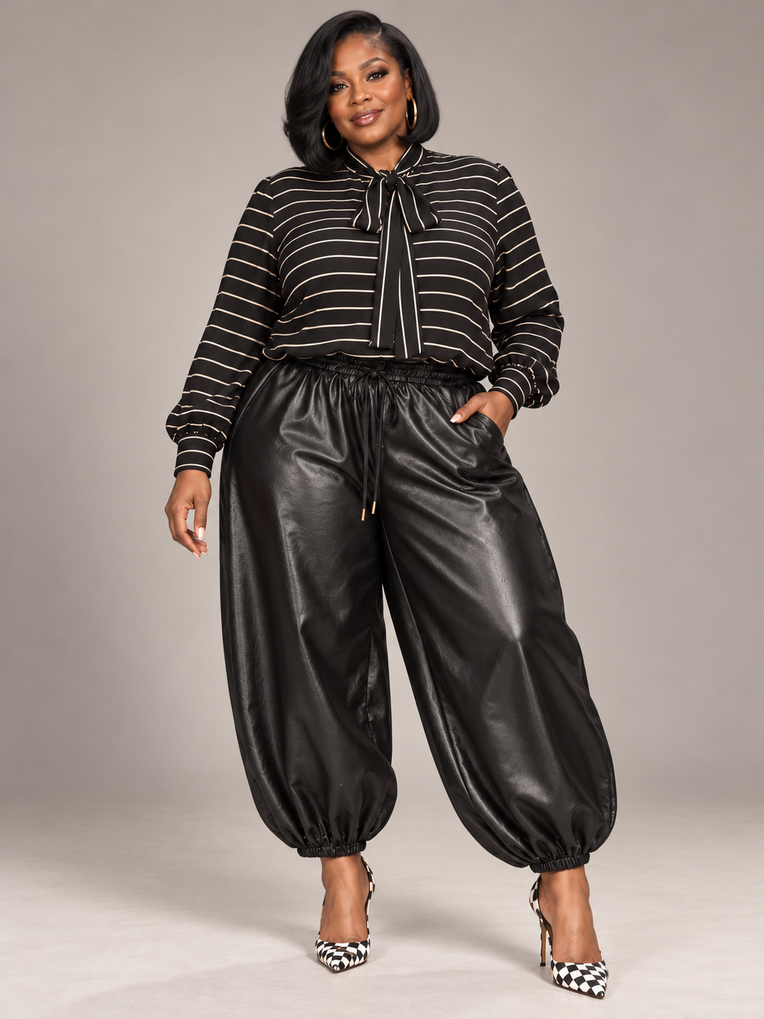 Faux Leather Cropped Joggers