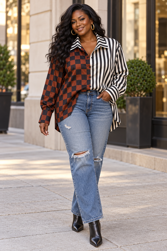 Striped Checkered Blouse