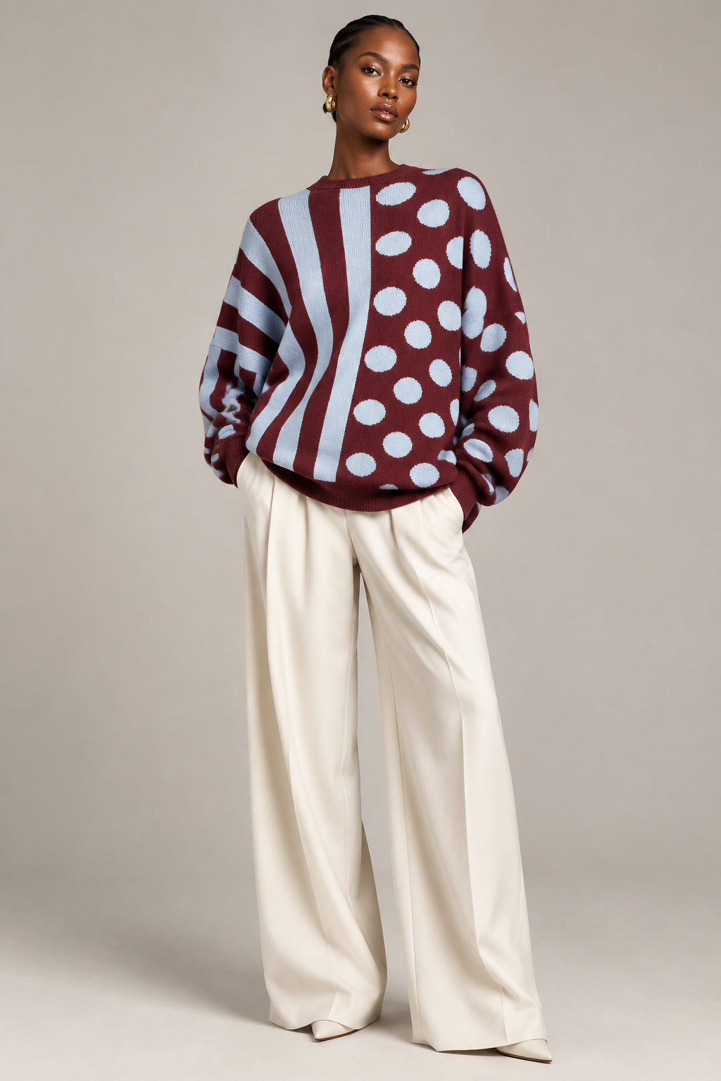 Brown Blue Dot Cardigan