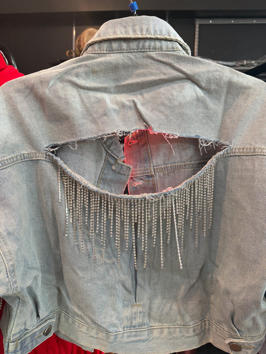 Denim Rhinestone Back Jacket