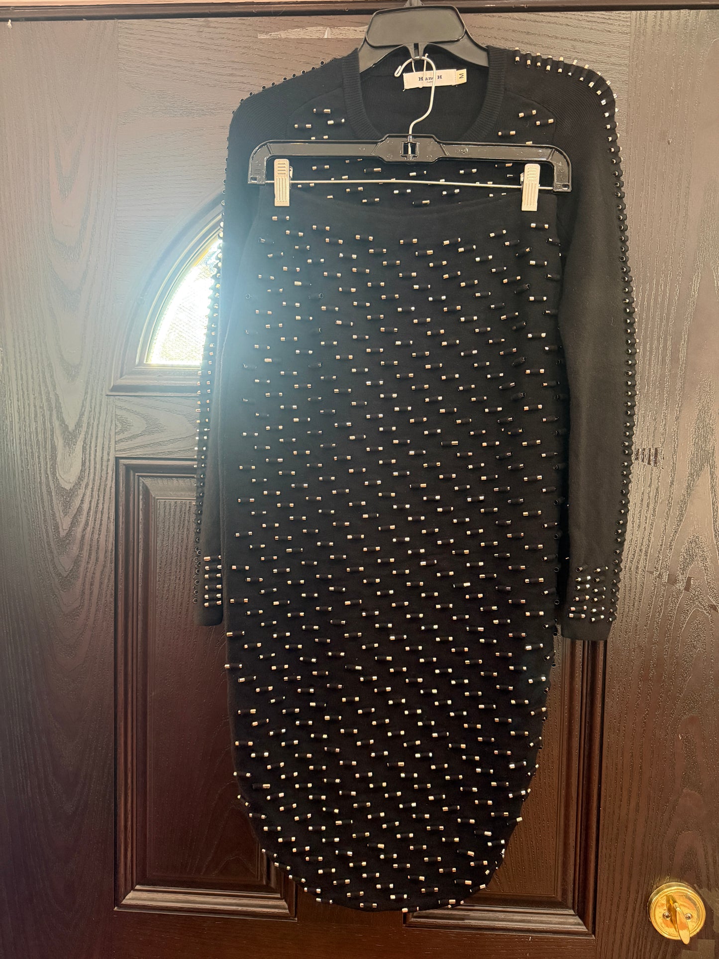 Black Silver studded Skirt Set