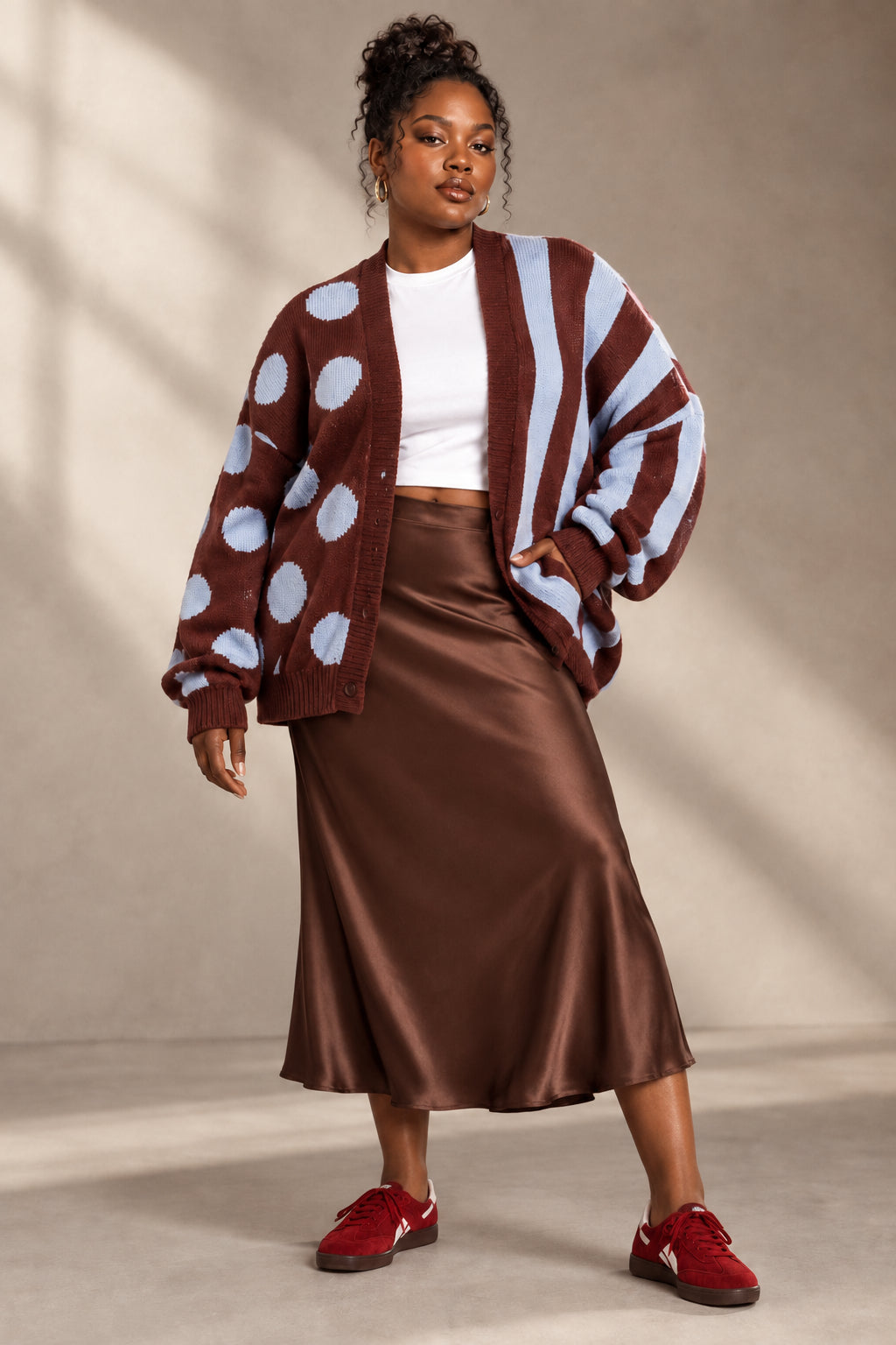 Brown Blue Dot Cardigan