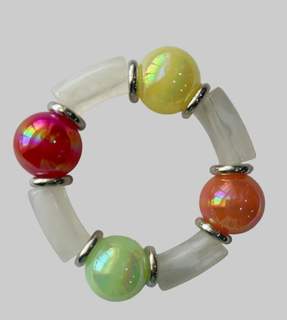 Chunky Oval & Tube Bead Stretch Bracelet