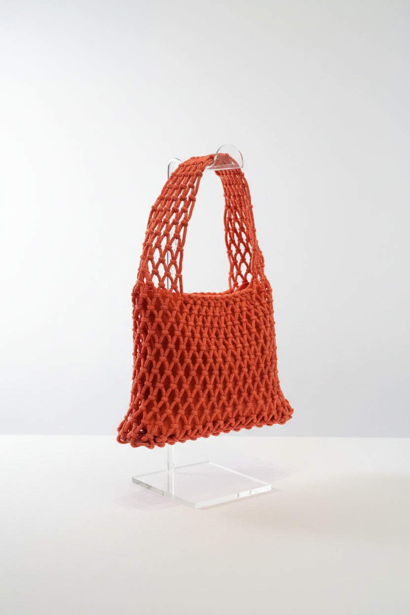 Coral Crochet Mini Tote Bag