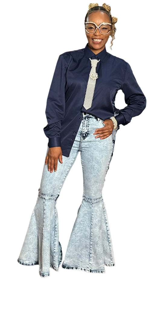 Acid Wash Wide Leg Jeans - House of FaSHUN by Shun Melson