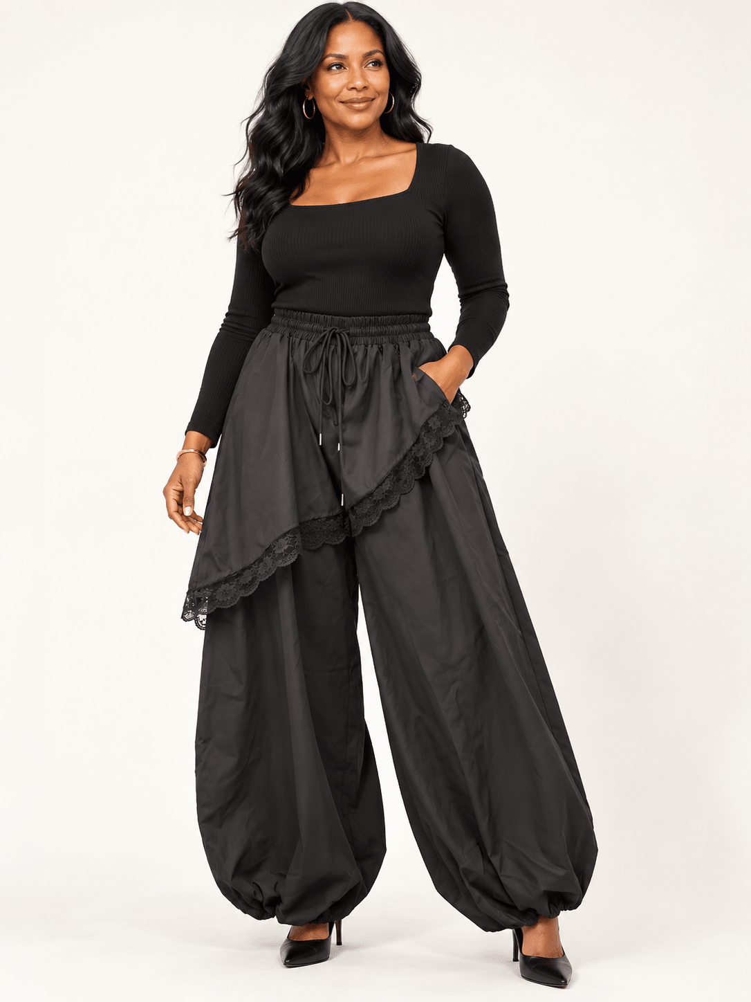 After Dark Lace Overlay Pants - House of FaSHUN by Shun Melson