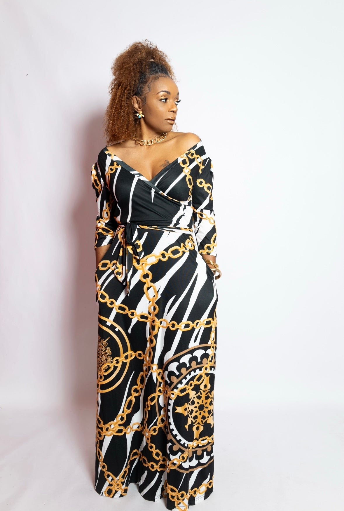 Black Gold Maxi Dress - House of FaSHUN by Shun Melson