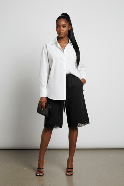 Black Lace Trim Shorts - House of FaSHUN by Shun Melson