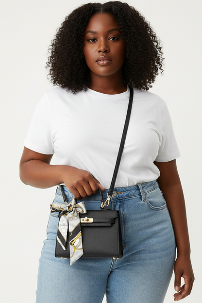 Black Mini Kelly with Scarf