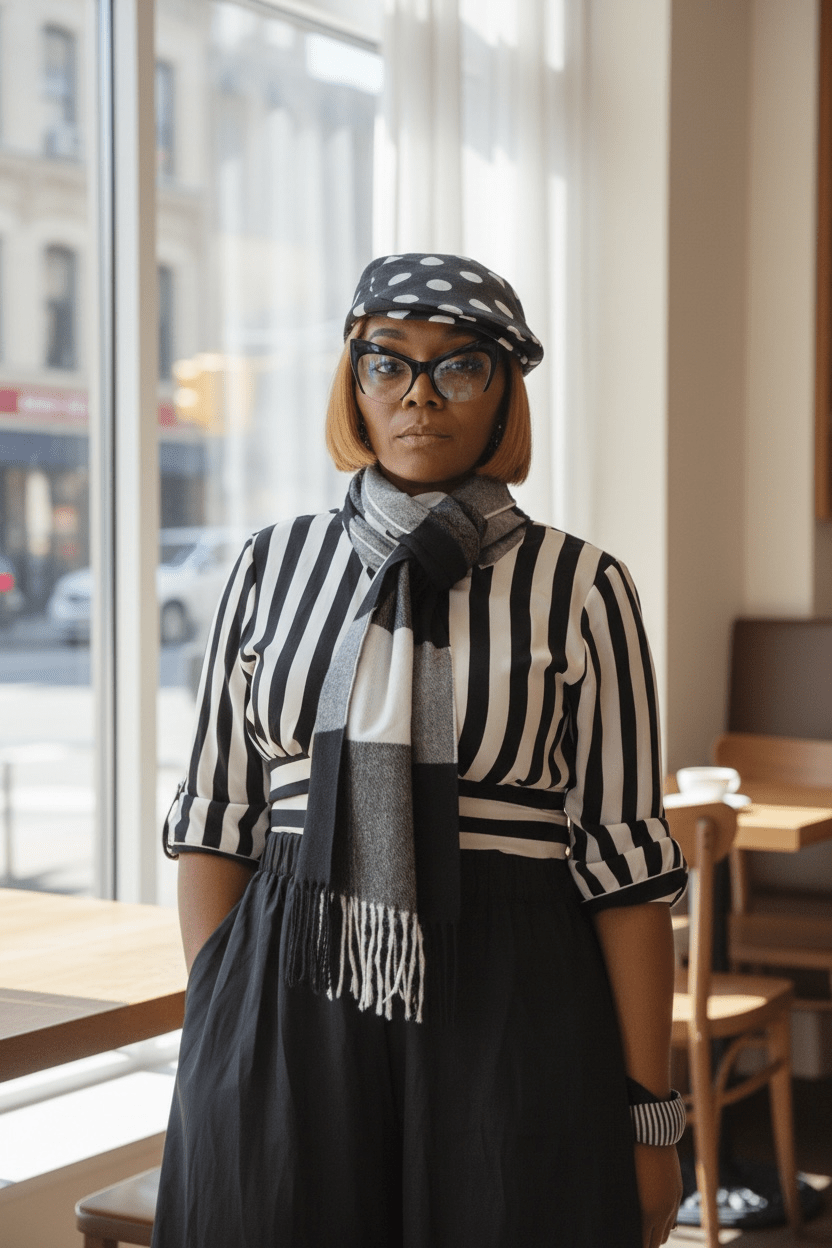 Black White Striped Blouse - House of FaSHUN by Shun Melson
