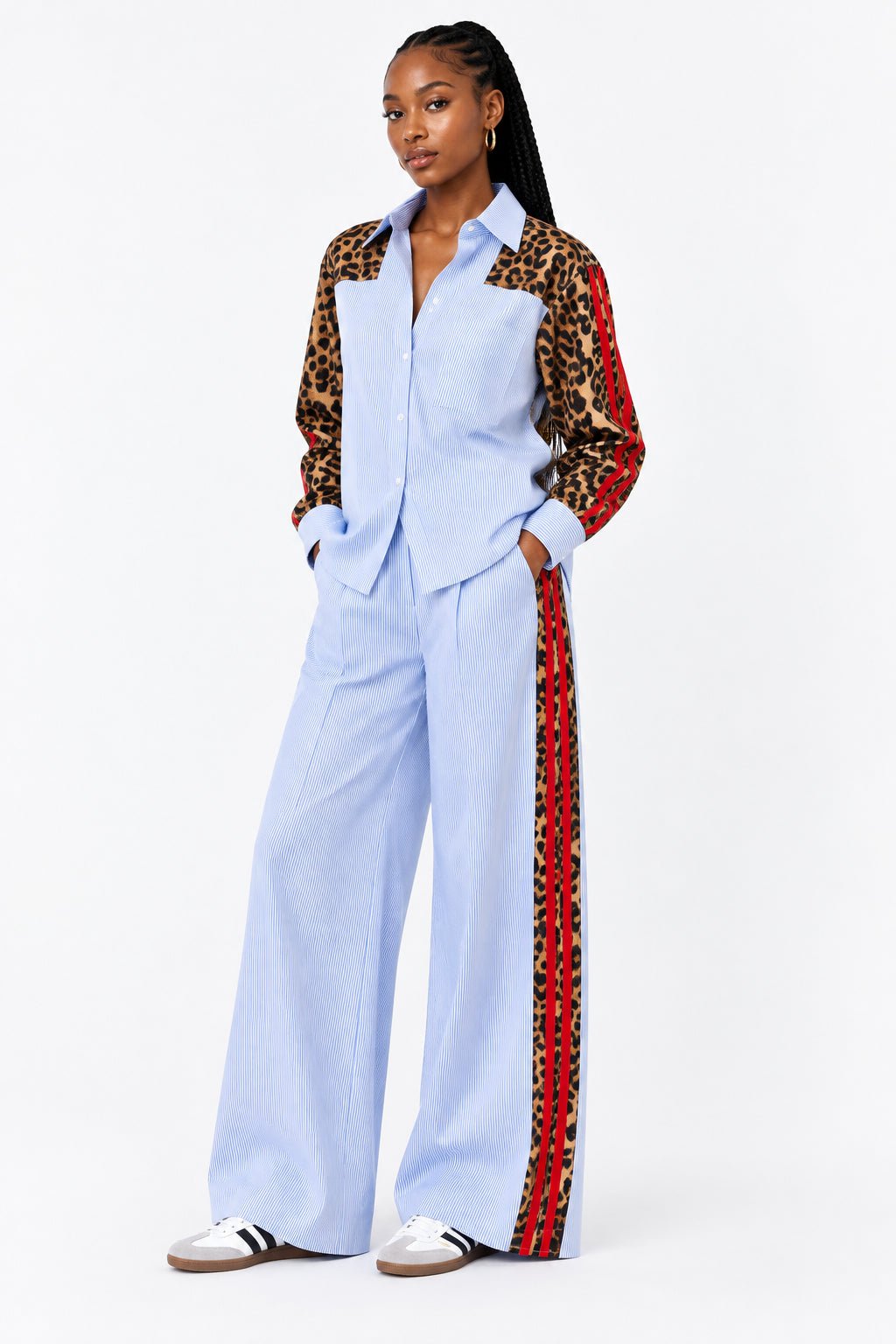 Blue Striped Leopard Set - House of FaSHUN by Shun Melson