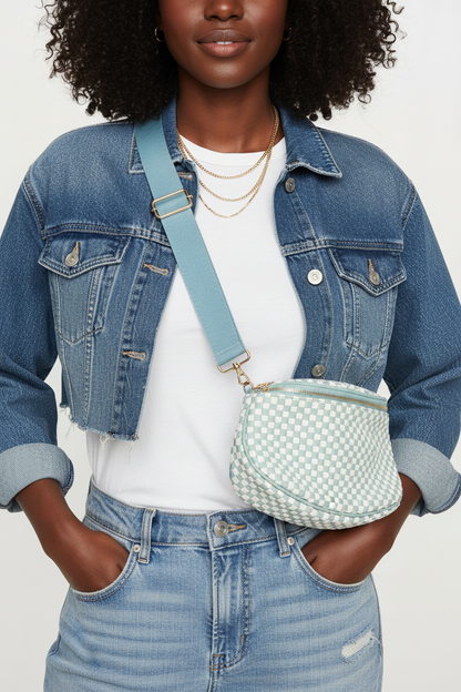Blue & White Woven Crossbody - Casual Black Model
