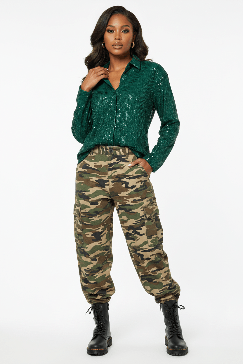 Button Down Sequin Blouse - House of FaSHUN by Shun Melson