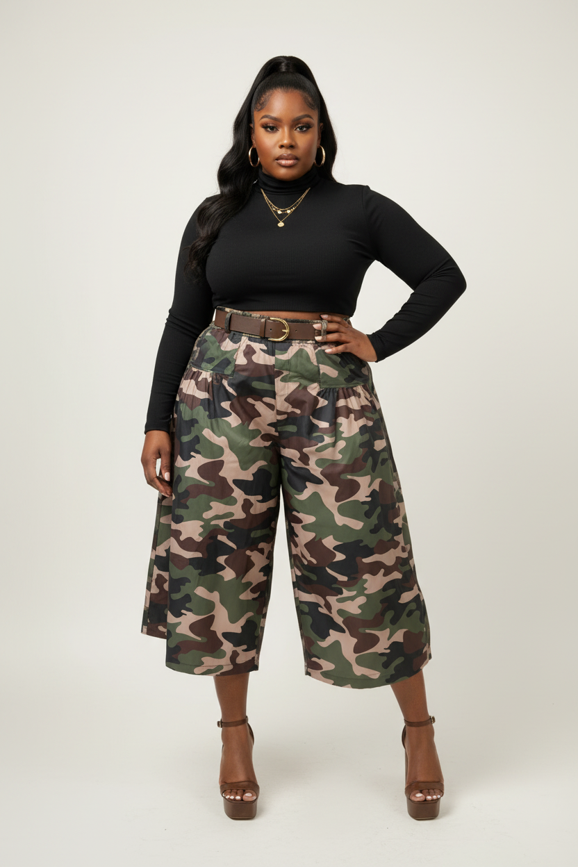 Camo Gaucho Pants Model