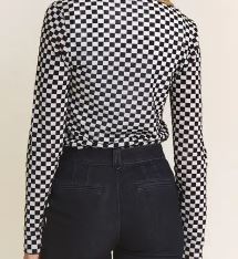 Checkered Long Sleeve Mesh - House of FaSHUN by Shun Melson