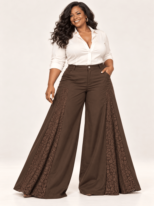 Chocolate Lace Palazzo Pants - House of FaSHUN by Shun Melson