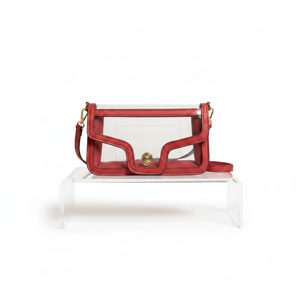 Clear Red Croc Crossbody Display