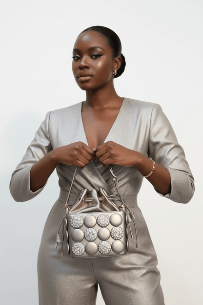 Crystal Bubble Jewel Bucket Bag - House of FaSHUN by Shun Melson