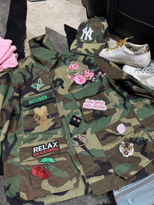 Custom Camo Patch Jacket PREORDER - House of FaSHUN by Shun Melson