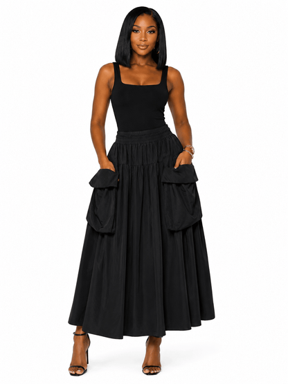 Deep Pocket Maxi Skirt - House of FaSHUN by Shun Melson