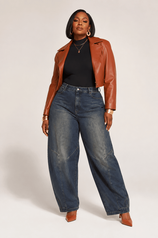 Denim Barrel Plus Jeans - House of FaSHUN by Shun Melson